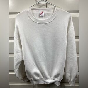 Vintage 90's Blank Sweatshirt Jerzees Made In USA Men Large Crew Neck White LG